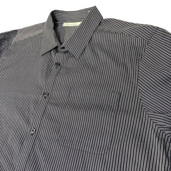 Kenneth Cole New York Men’s Black Striped Button Up Shirt Long Sleeve Size XL - Picture 3 of 11
